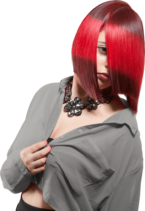 Red-coloured hair. Chobham Hair Studio. Full Head Highlights in Summer.